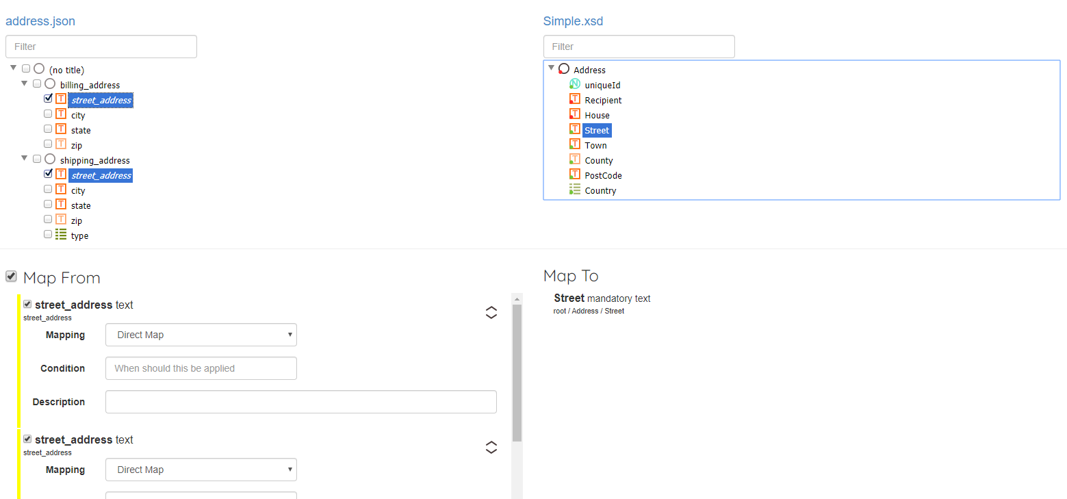 mapping fields in api-map