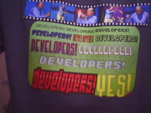 developers graphic printed out on a grey t-shirt