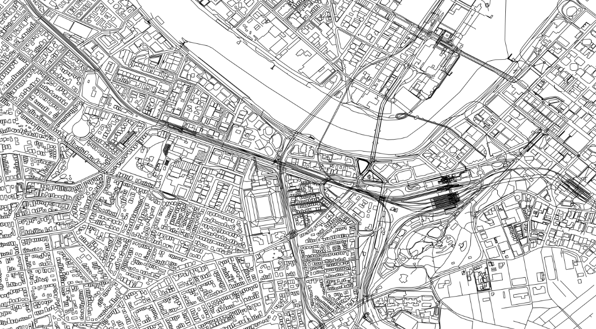 black and white map of Brisbane